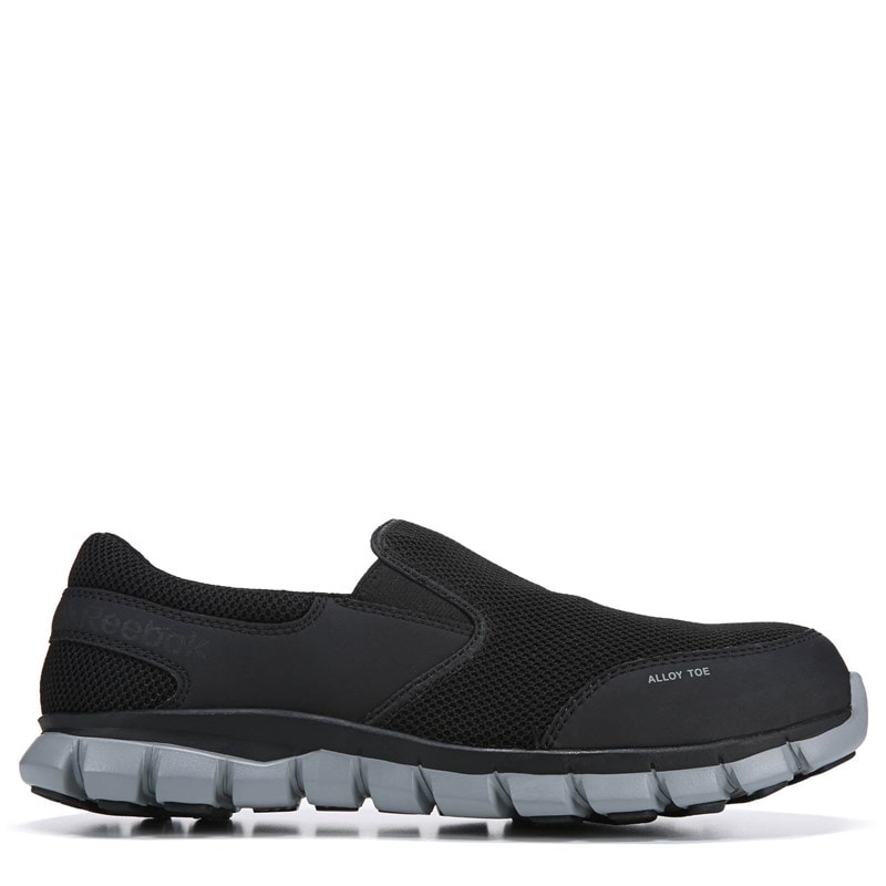 Reebok Work Men's Sublite Cushion Alloy Toe Work Slip On Shoes (Black Mesh) - Size 10.0 M