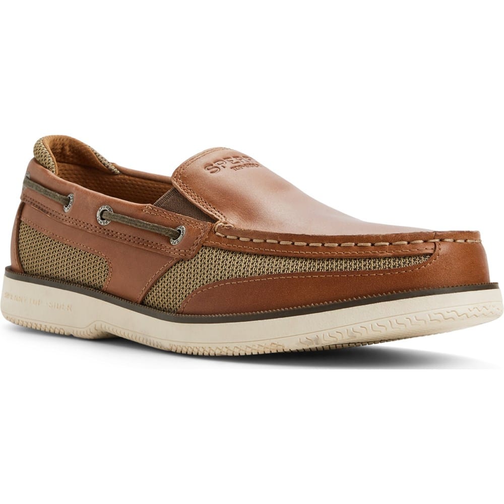 Sperry Top Sider Mens Striped Slip-On Leather Loafers - Color: Camel/White Sperry Men main image 2