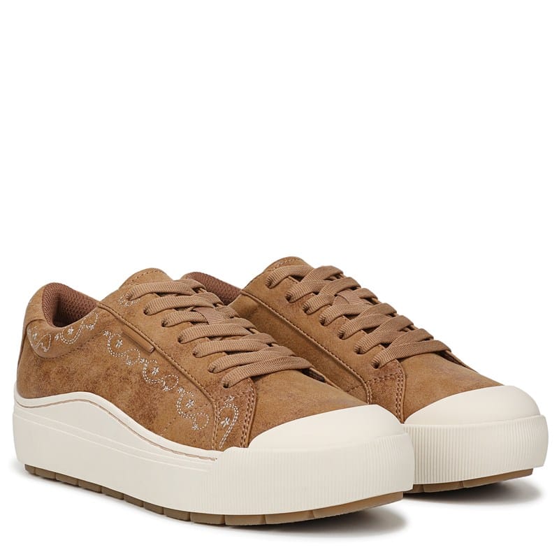 Dr. Scholl's Women's Time Off Sneakers (Embroidered Honey Brown Faux Leather) - Size 8.5 M