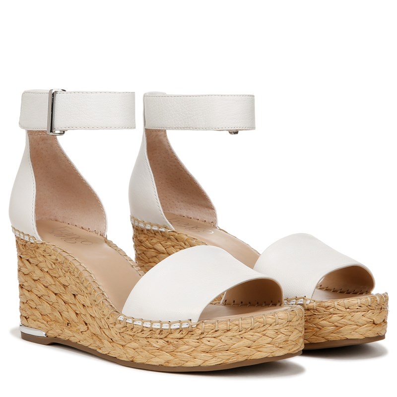 Franco Sarto Women's Clemens Raffia Espadrille Wedge Sandals (White Leather) - Size 9.5 M