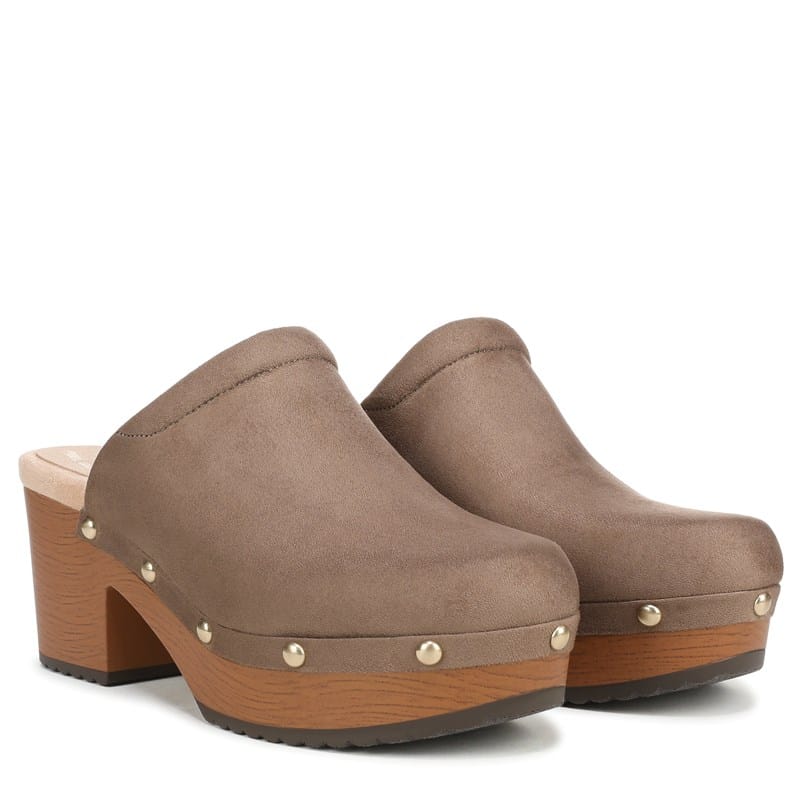 Dr. Scholl's Women's Classic Joy Platform Clog Shoes (Woodsmoke Brown Microsuede) - Size 9.0 M