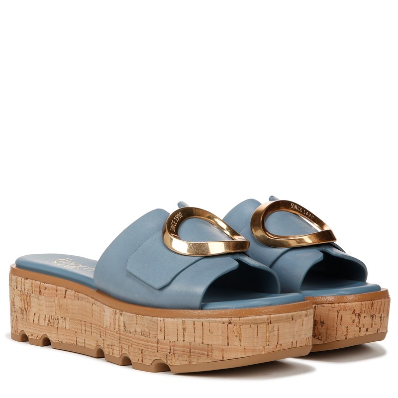 Franco Sarto Women's Hoda Platform Slide Sandals (Denim Blue Leather) - Size 9.5 M