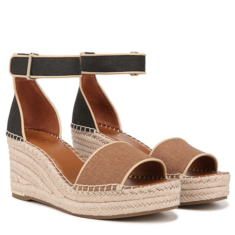 Franco Sarto Women's Clemens Espadrille Wedge Sandals (Tan/Black Fabric) - Size 9.0 M