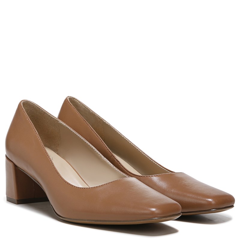 Naturalizer Women's Karina Block Heel Pump Shoes (English Tea Brown Leather) - Size 8.5 M