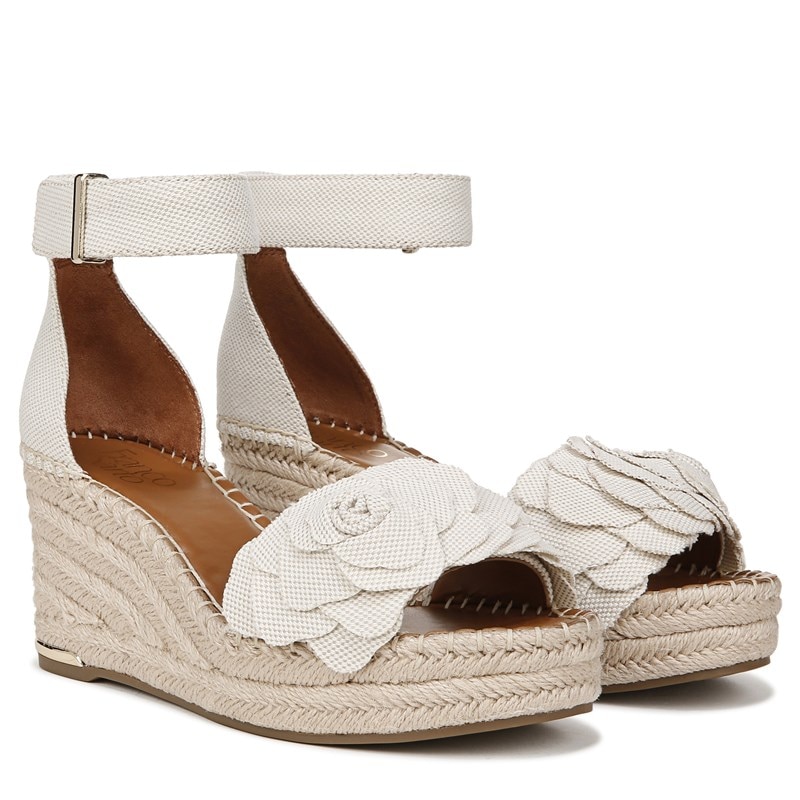 Franco Sarto Women's Clemens Flower Espadrille Wedge Sandals (Natural Beige Fabric) - Size 9.5 M