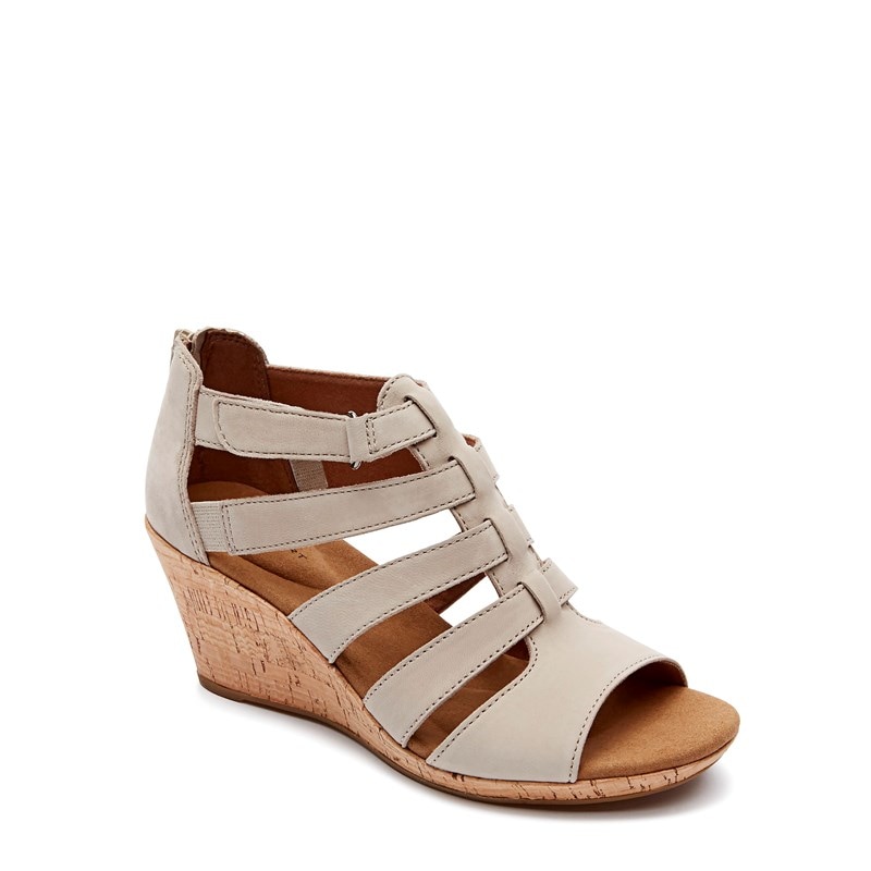 Rockport Women's Briah Gladiator Wedge Sandals (New Taupe Nubuck) - Size 7.0 W