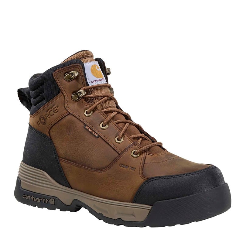 "carhartt Men's Force Hd 6" Cmpsite Toe Wtrprf Slp Rstnt Work Boots (Brown waterproof leather) - Size 11.5 W