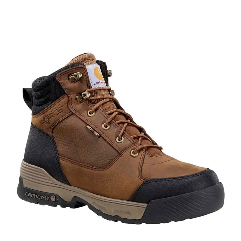 "carhartt Men's Force Hd 6" Soft Toe Wtrprf Slp Rstnt Work Boots (Brown waterproof leather) - Size 11.0 W