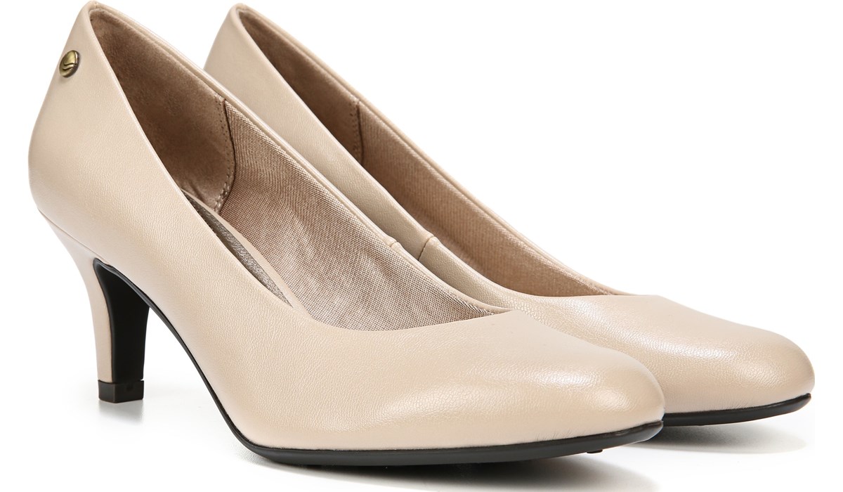 wide beige heels