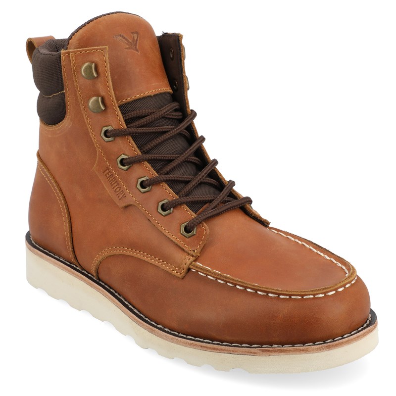 Territory Men's Venture Water Resistant Moc Toe Boots (Chestnut) - Size 8.0 M