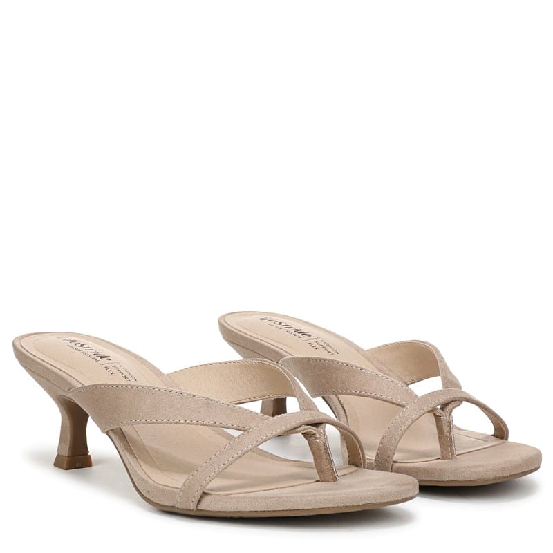 Lifestride Women's Navine Thong Sandals (Dover Light Tan Microsuede) - Size 9.5 M