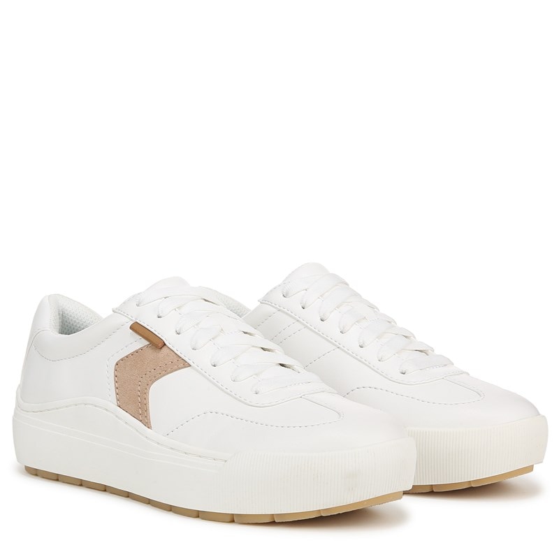 Dr. Scholl's Women's Time Off Win Lace Sneakers (White Sand Faux Leather) - Size 7.5 M