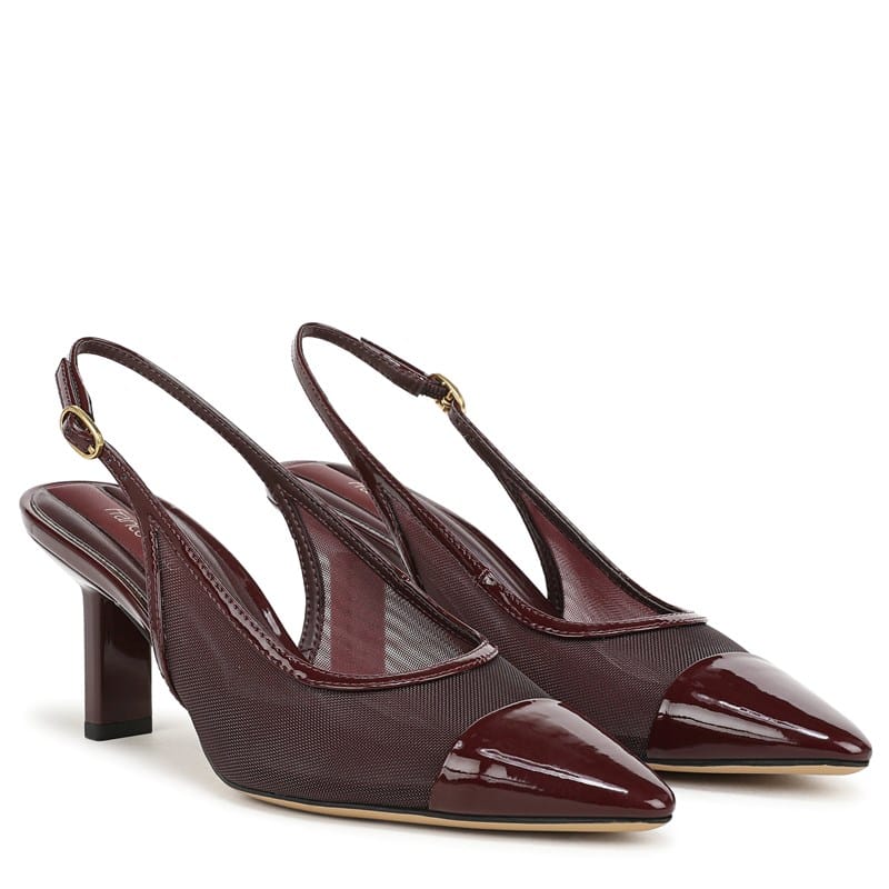 Franco Sarto Women's Jurina Slingback Pump Shoes (Wine Mesh/Faux Patent Leather) - Size 10.0