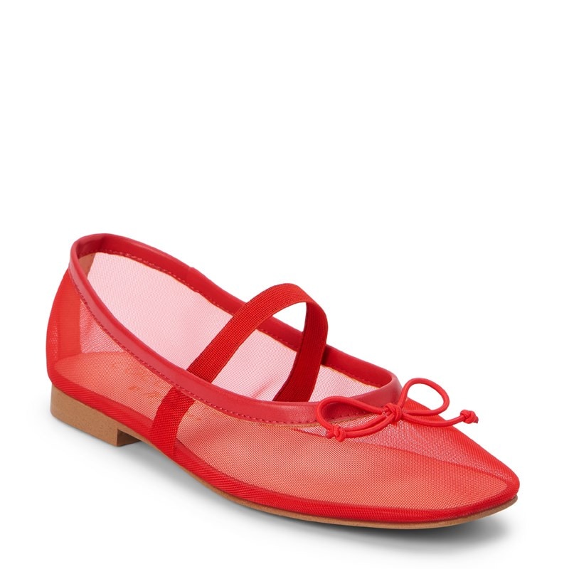 Coconuts Women's Bronx Mary Jane Flat Shoes (Cherry Red Mesh) - Size 10.0 M