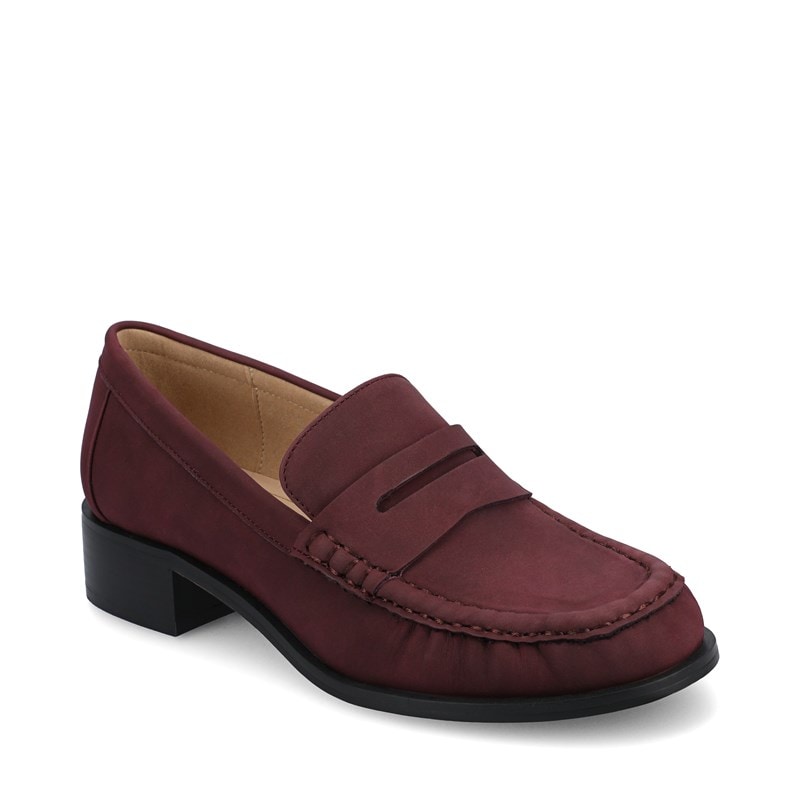 Journee Women's Dana Ruched Penny Loafers (Oxblood) - Size 8.0 M