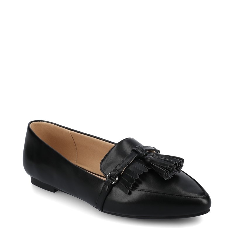 Journee Women's Jannah Medium/Wide Tassel Loafer Flat Shoes (Black) - Size 6.5 W
