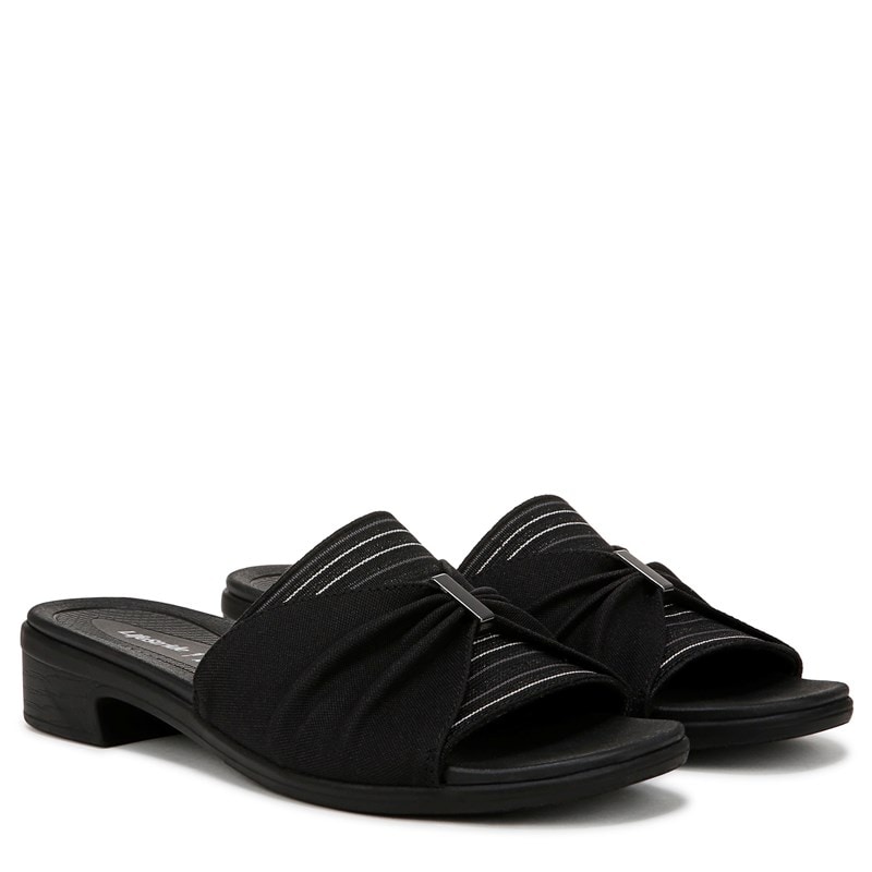 Lifestride Women's Paradise Sandals (Black Sueded Jersey Fabric) - Size 8.5 W