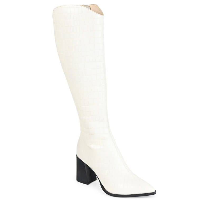 Journee Signature Women's Laila Knee High Dress Boots (Off White Leather) - Size 9.5 M