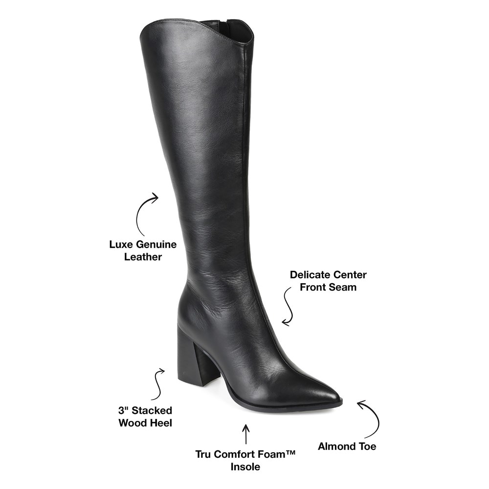 Genuine leather wide calf boots on sale