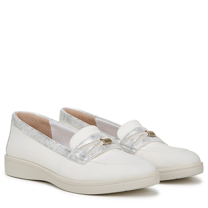 Lifestride Women's All Aboard Loafers (Bright White Denim Fabric) - Size 7.0 M
