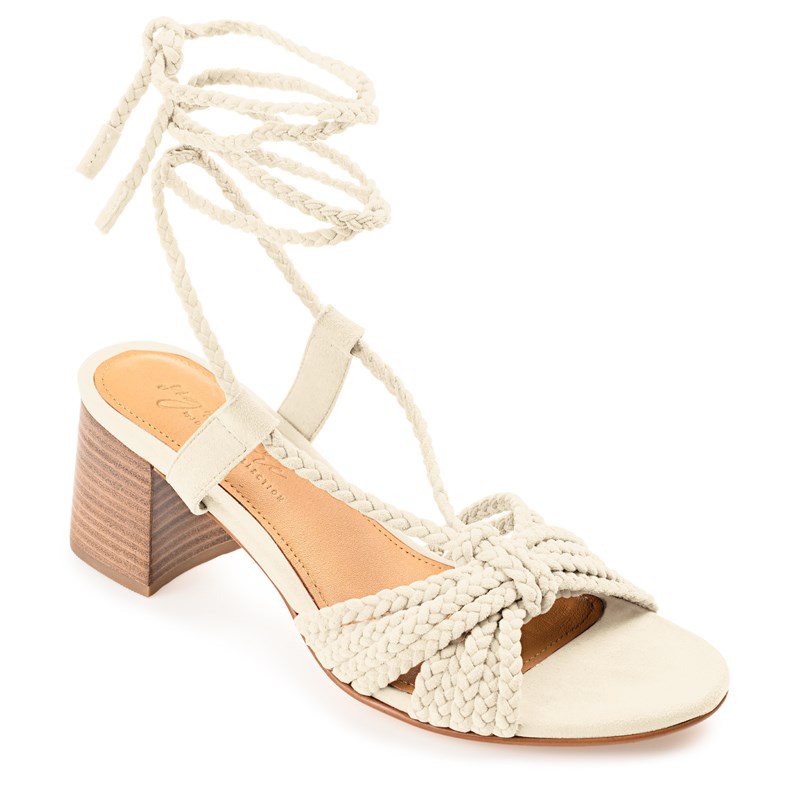Journee Signature Women's Railee Block Heel Dress Sandals (Off White Leather) - Size 6.5 M