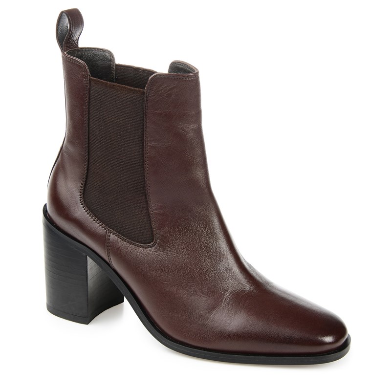Journee Signature Women's Rowann Block Heel Chelsea Boots (Brown Leather) - Size 9.5 M