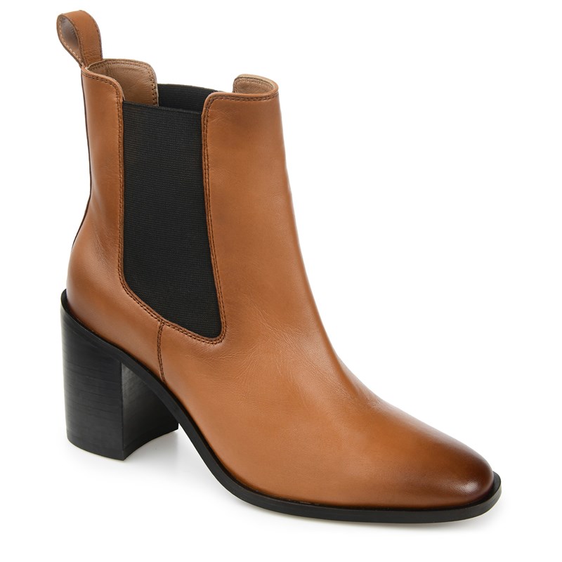 Journee Signature Women's Rowann Block Heel Chelsea Boots (Cognac Leather) - Size 11.0 M