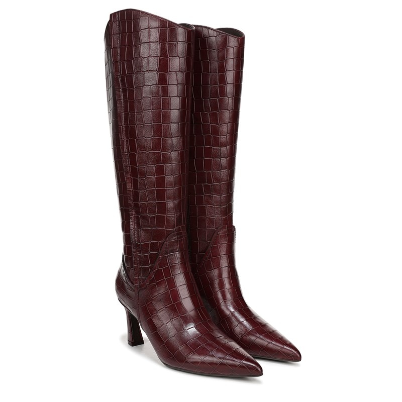 Naturalizer Women's Emily Wide Calf Knee High Boots (Cranberry Red Croco Leather) - Size 11.0 W