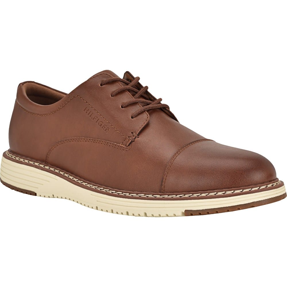 Tommy Hilfiger Men\'s Tan Leather Oxfords TOMMY HILFIGER Mens Brown Padded Warren Round Toe Lace-Up  main image 4