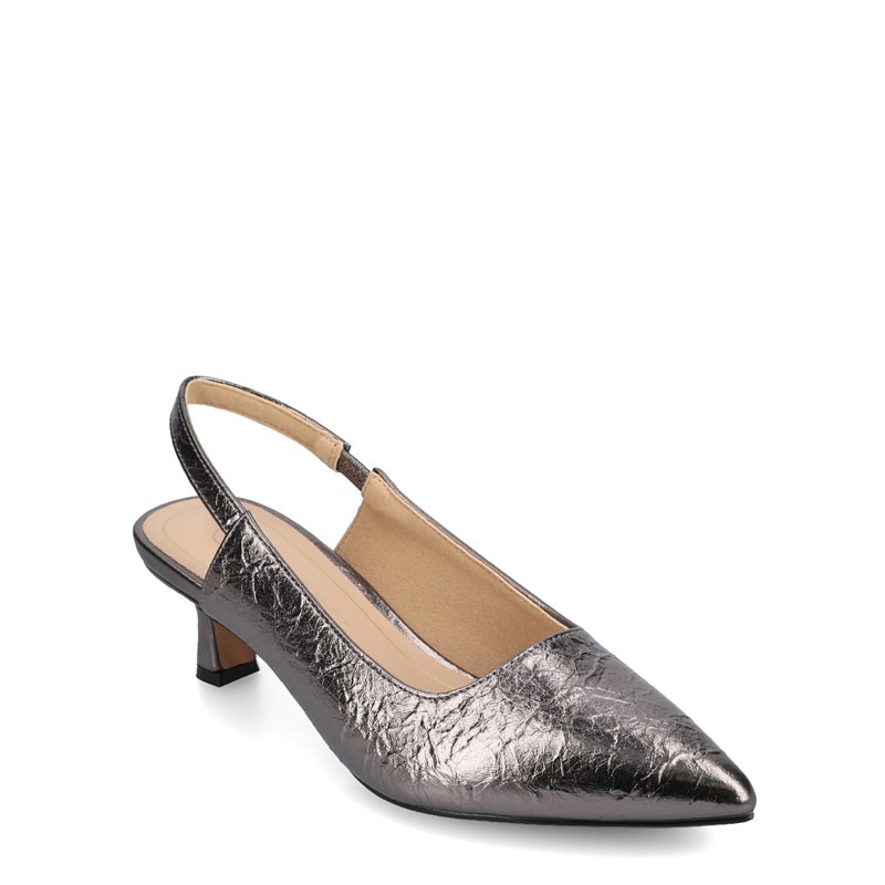 Journee Women's Paulina Medium/Wide Slingback Pump Shoes (Pewter) - Size 6.5 W