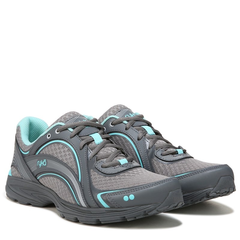 Ryka Women's Sky Walk Walking Sneakers (Grey/Aqua Leather) - Size 11.0 W