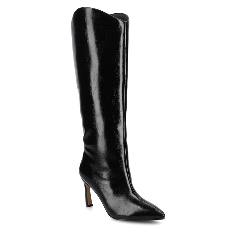 Journee Women's Rehela Medium/Wide Tall Dress Boots (Patent/Black) - Size 9.0 W