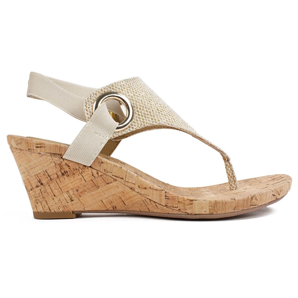 white mountain gold wedge sandals