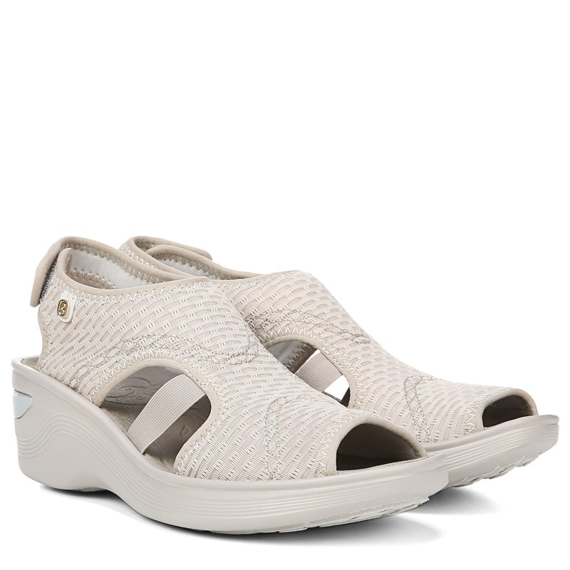 Bzees For Lifestride Women's Dream Wedge Sandals (Beige Fabric) - Size 11.0 W