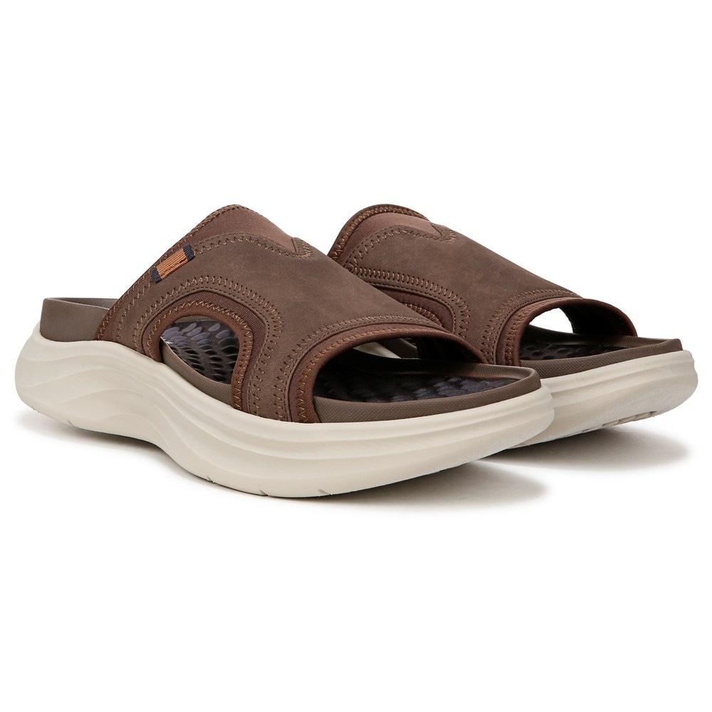Dr. Scholl s Shoes Feel Energy Slip On Open Toe Slide Sandals Brown