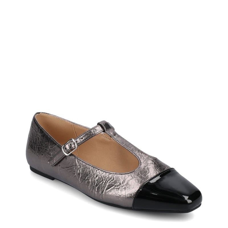 Journee Women's Theah Mary Jane Flat Shoes (Crinkle/Pewter) - Size 11.0 W