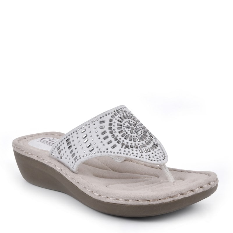Cliffs by White Mountain Women's Cienna Sandals (White Fabric) - Size 9.5 M
