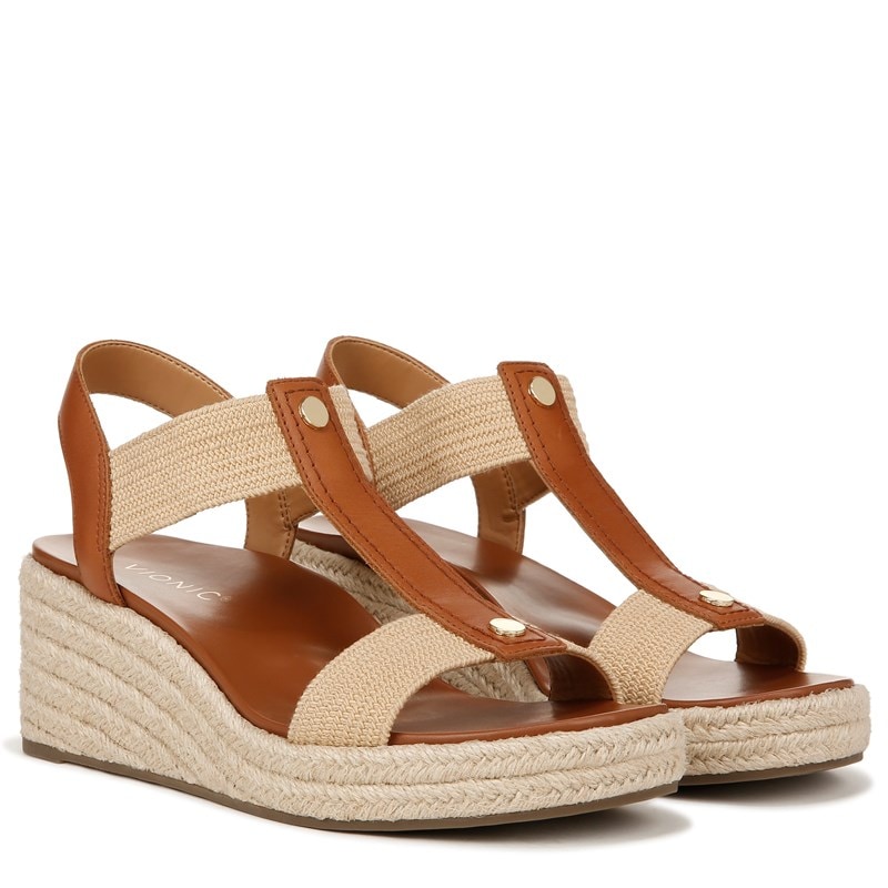 Vionic Women's Calera Espadrille Wedge Sandals (Brown Leather) - Size 8.0 M