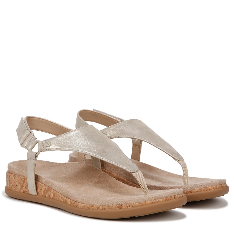 Vionic Women's Kirra II Sandals (Gold Silver Leather) - Size 7.0 M