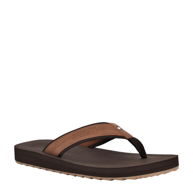 Tommy Hilfiger Men's Orlind Flip Flop Sandals (Cognac/Dark Coffee) - Size 10.0 M