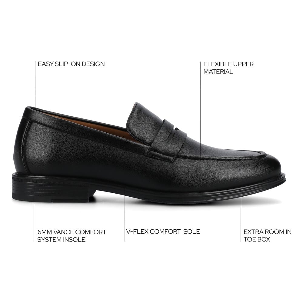 Vance Co. Mens Phineas Penny Loafers US 11 WIDE EU 44 Black Leather NWOB Vance Co. Men main image 3
