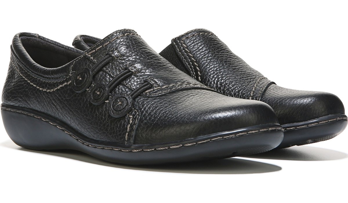 clarks black loafers womens