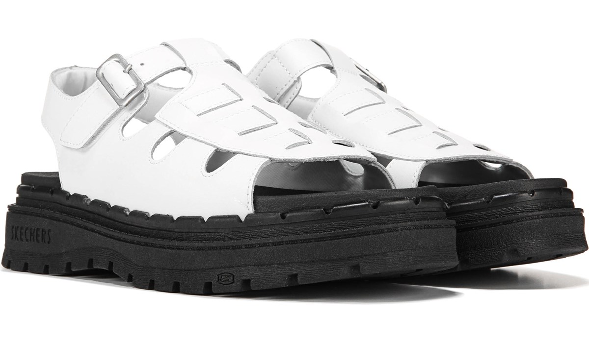 skechers black and white sandals
