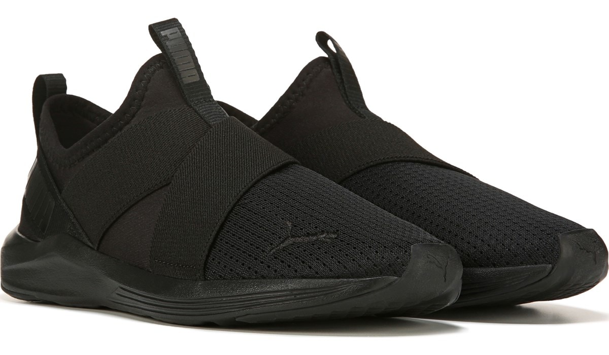 puma black slip on shoes