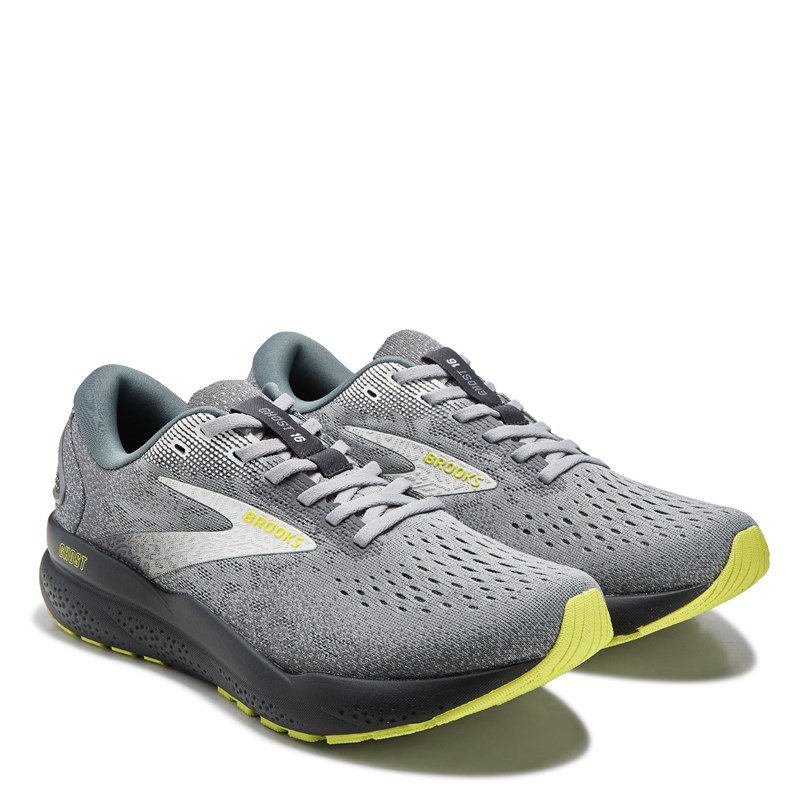 Brooks Men's Ghost 16 Running Shoes (Grey/Lime) - Size 10.0 M