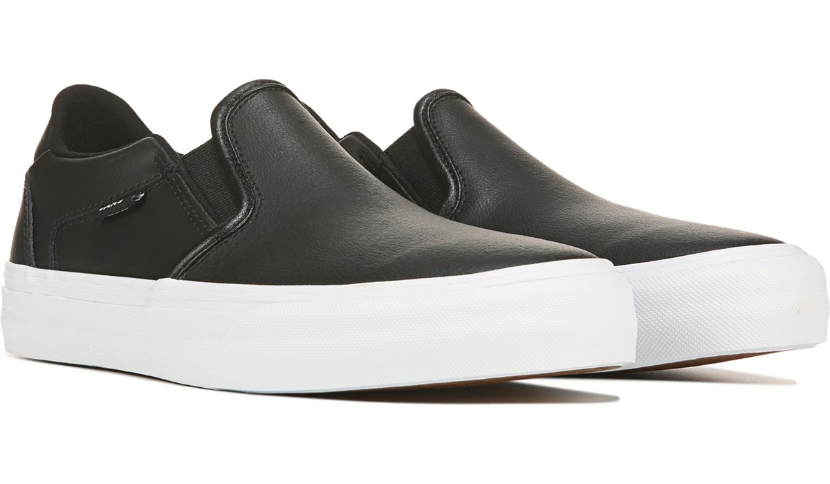 mens white leather slip on sneakers