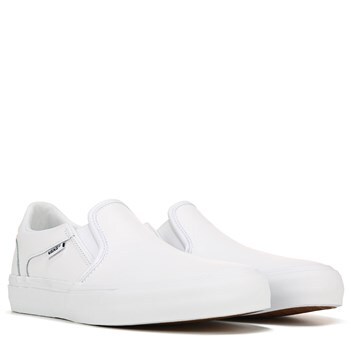 vans asher white slip on