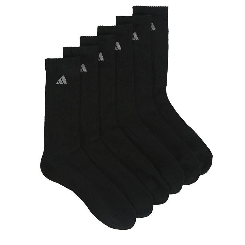 Adidas Men's 6 Pack Athletic Crew Socks (Black) - Size 0.0 OT