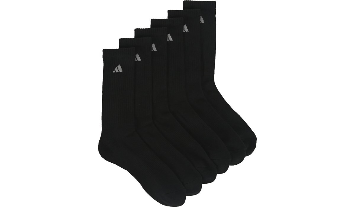 adidas Men's 6 Pack Athletic Crew Socks Famous Footwear
