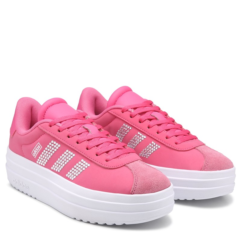 Adidas Kids' Vl Court Bold Sneaker Big Kid Shoes (Pink Rhinestone) - Size 3.5 M